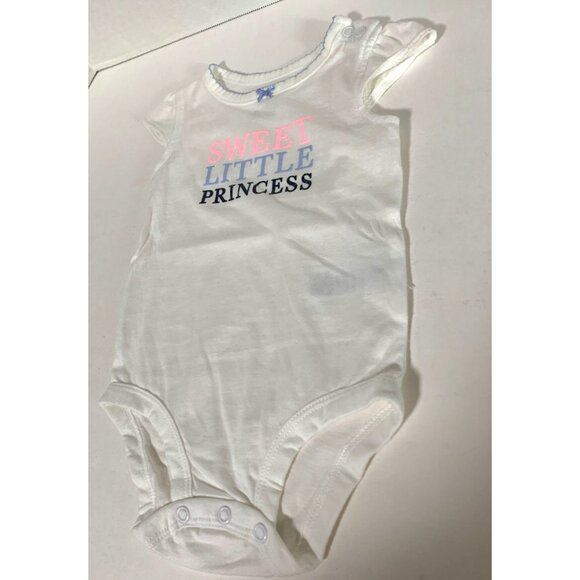 Carters Girls Infant baby Size 6 Months Short Sleeve White 1 Piece Bodysuit Swee - Picture 1 of 3
